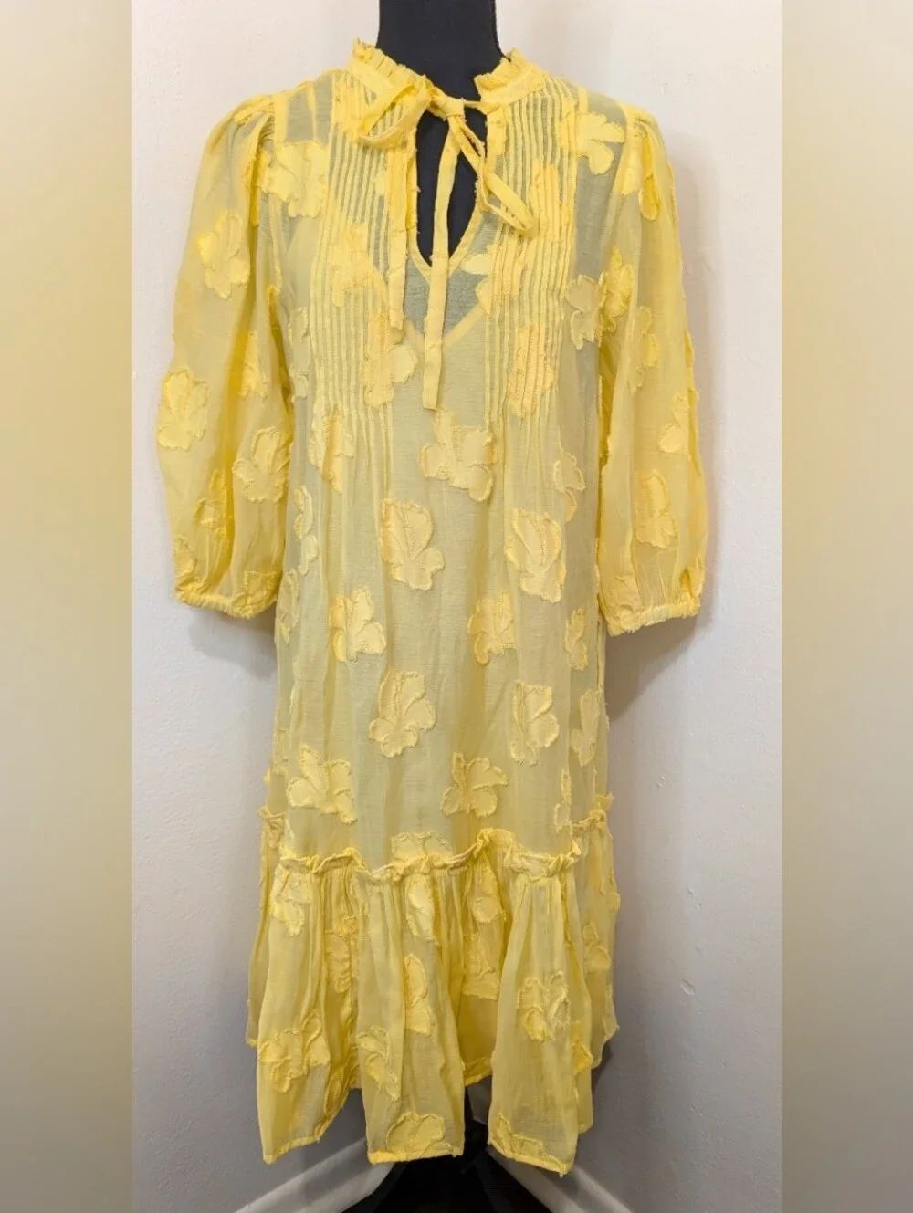 Sundance Whimsical Coastal Cowgirl Resort Beach Floral Bohemian Vacation Dress S